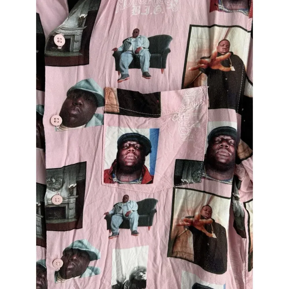 H&M The Notorious BIG Men's Shirt Size Medium Pink Biggie Collaboration